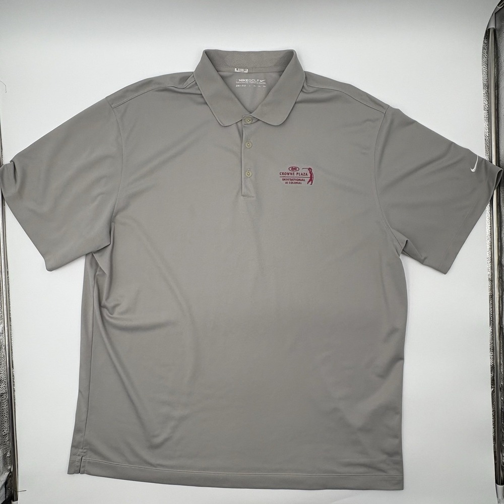 Nike Golf Shirt Men XXL Gray Dri-FIT Polo Short Sleeve Crowne Plaza‎ Tour 358324